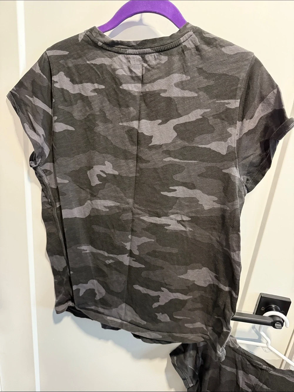 Athleta Gray Camo Crewneck Tee Women’s Large Girls Size 7 Mom & Me Set EUC